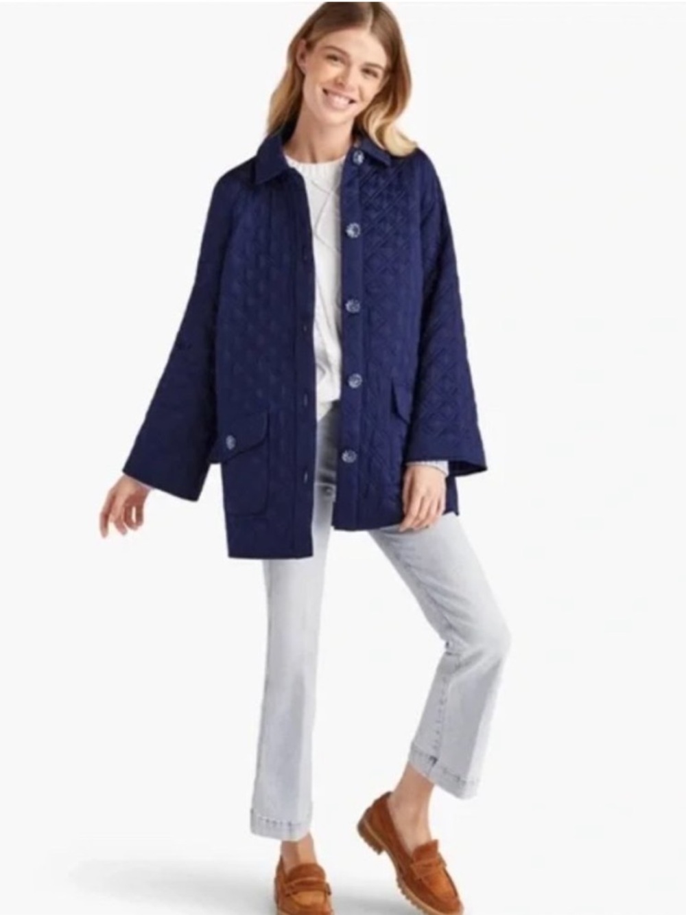 NWT Hill House Duvet Quilted Coat Jacket Navy Blue Size XS